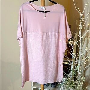 New Collection XL/1X 100% cotton(looks like linen)Pink Tunic/Dress,Dolman sleeve
